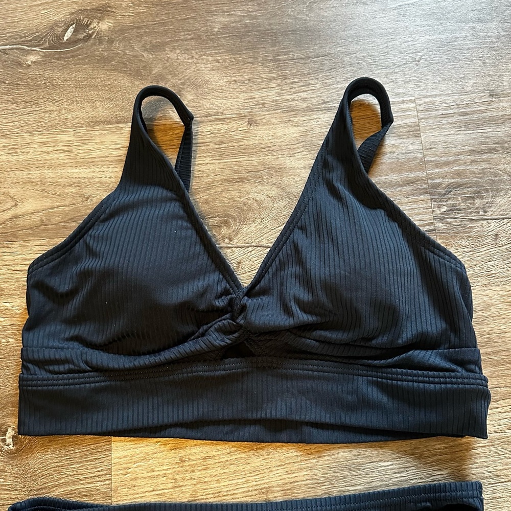CHARMO Dark Navy Ribbed Maternity Bikini Set - Picture 5 of 11